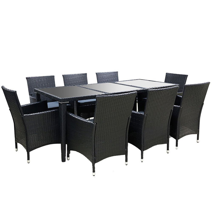 Gardeon 9 Piece Outdoor Dining Set - Black -Home Living Store - -  