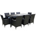 Gardeon 9 Piece Outdoor Dining Set - Black -Home Living Store - -  