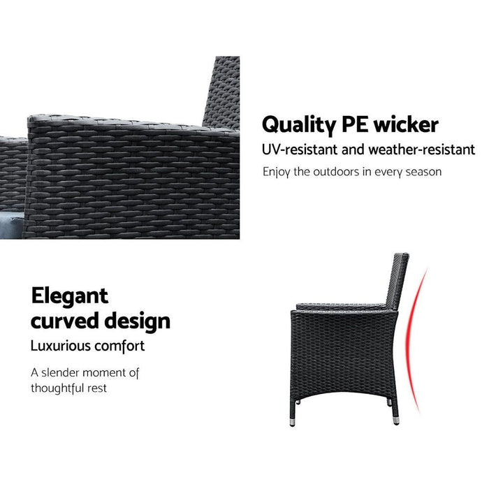 Gardeon 9 Piece Outdoor Dining Set - Black -Home Living Store - -  