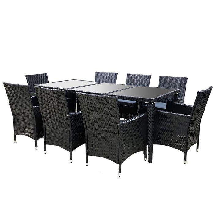 Gardeon 9 Piece Outdoor Dining Set - Black -Home Living Store - -  