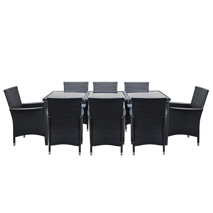 Gardeon 9 Piece Outdoor Dining Set - Black -Home Living Store - -  