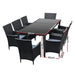 Gardeon 9 Piece Outdoor Dining Set - Black -Home Living Store - -  