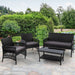 Gardeon Four Piece Outdoor Furniture Lounge Setting Wicker Dining Set Black -Home Living Store - -  