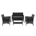 Gardeon Four Piece Outdoor Furniture Lounge Setting Wicker Dining Set Black -Home Living Store - -  