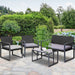 Gardeon Four Piece Outdoor Furniture Patio Table Chair Black -Home Living Store - -  