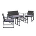 Gardeon Four Piece Outdoor Furniture Patio Table Chair Black -Home Living Store - -  