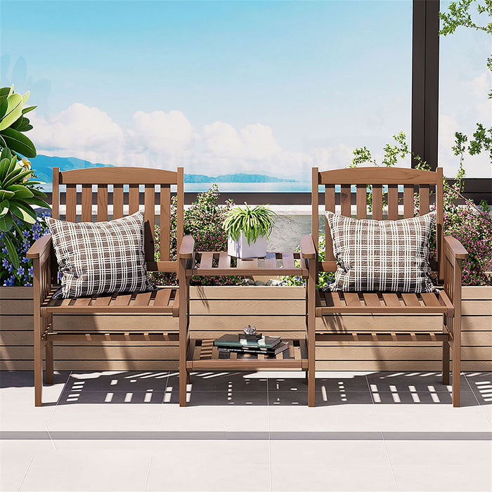 Gardeon Garden Bench Chair Table Loveseat Wooden Outdoor Furniture Patio Park Brown -Home Living Store - -  