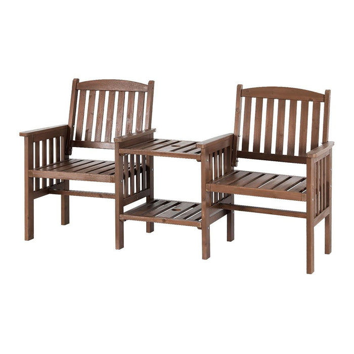 Gardeon Garden Bench Chair Table Loveseat Wooden Outdoor Furniture Patio Park Brown -Home Living Store - -  