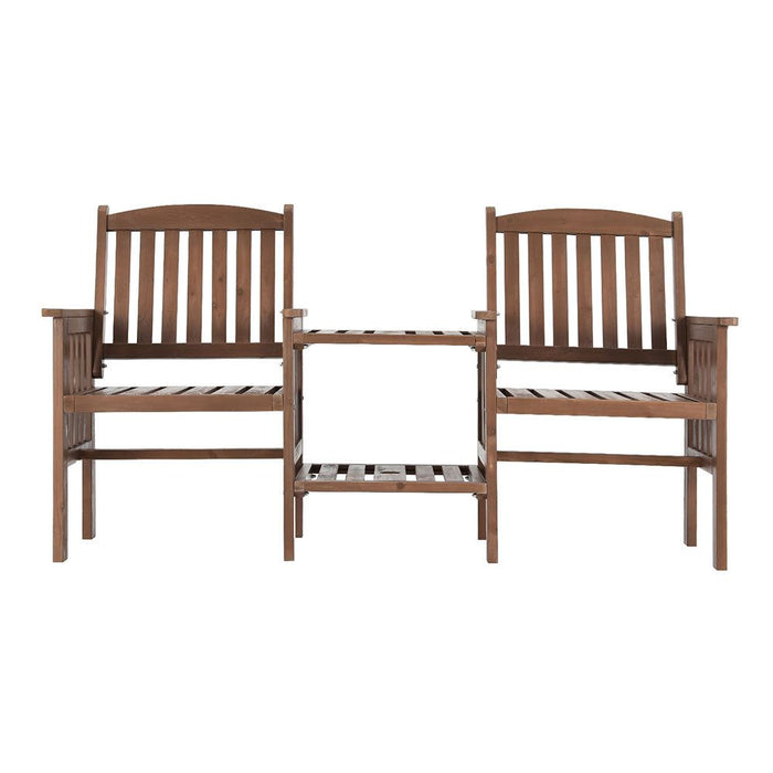 Gardeon Garden Bench Chair Table Loveseat Wooden Outdoor Furniture Patio Park Brown -Home Living Store - -  