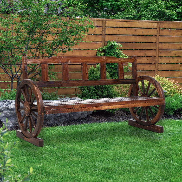 Gardeon Garden Bench Wooden Wagon Chair 3 Seat Outdoor Furniture Backyard Lounge Charcoal -Home Living Store - -  
