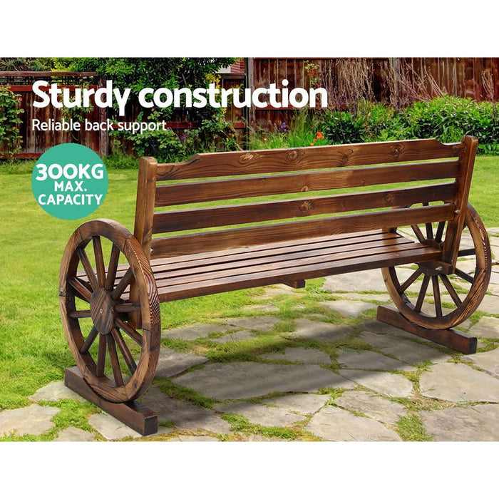 Gardeon Garden Bench Wooden Wagon Chair Three Seat Outdoor Furniture Backyard Lounge -Home Living Store - -  