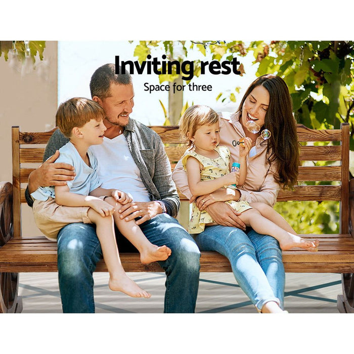 Gardeon Garden Bench Wooden Wagon Chair Three Seat Outdoor Furniture Backyard Lounge -Home Living Store - -  