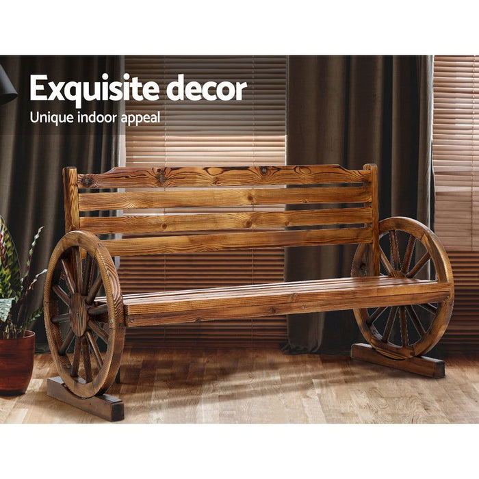 Gardeon Garden Bench Wooden Wagon Chair Three Seat Outdoor Furniture Backyard Lounge -Home Living Store - -  