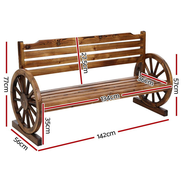Gardeon Garden Bench Wooden Wagon Chair Three Seat Outdoor Furniture Backyard Lounge -Home Living Store - -  