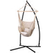 Gardeon Hammock Chair Outdoor Camping Hanging with Steel Stand Cream -Home Living Store - -  