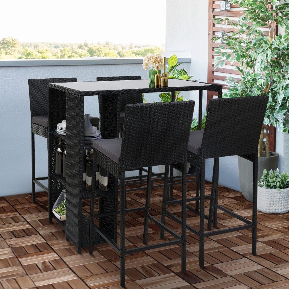 Gardeon Outdoor Bar Set Table Stools Furniture Dining Chairs Wicker Pa Home Living Store