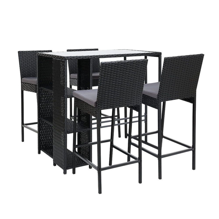 Gardeon Outdoor Bar Set Table Stools Furniture Dining Chairs Wicker Patio Garden -Home Living Store - -  