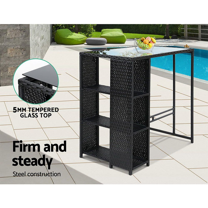 Gardeon Outdoor Bar Set Table Stools Furniture Dining Chairs Wicker Patio Garden -Home Living Store - -  