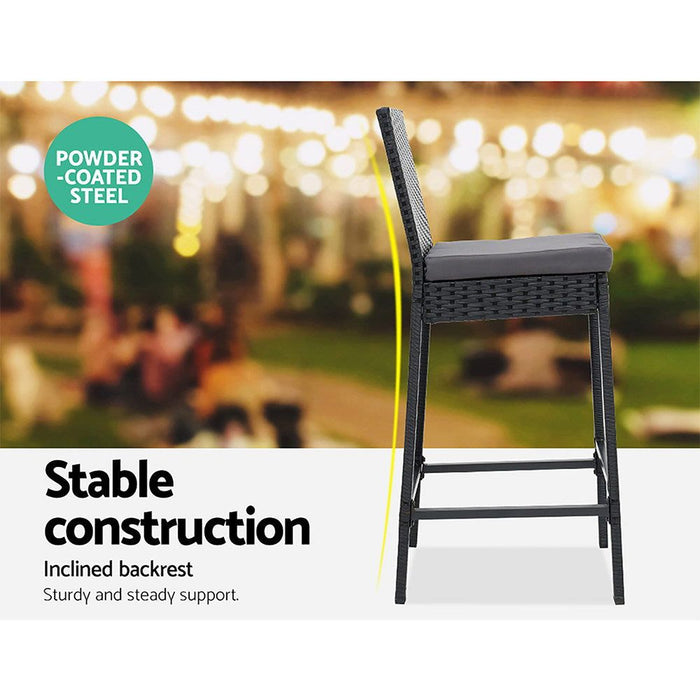 Gardeon Outdoor Bar Set Table Stools Furniture Dining Chairs Wicker Patio Garden -Home Living Store - -  