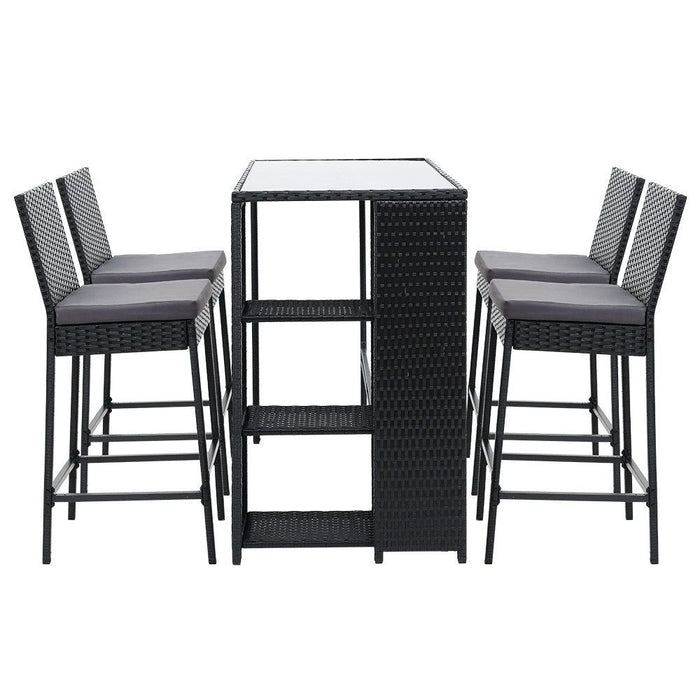 Gardeon Outdoor Bar Set Table Stools Furniture Dining Chairs Wicker Patio Garden -Home Living Store - -  