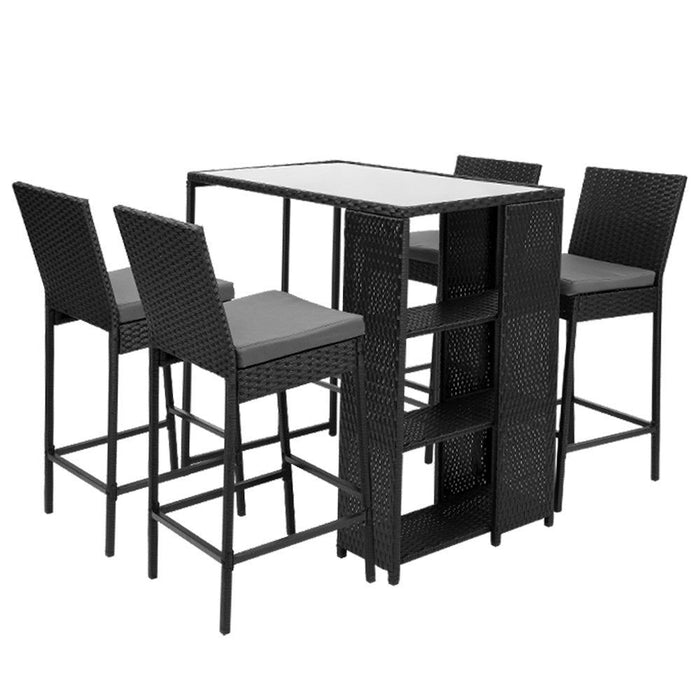 Gardeon Outdoor Bar Set Table Stools Furniture Dining Chairs Wicker Patio Garden -Home Living Store - -  