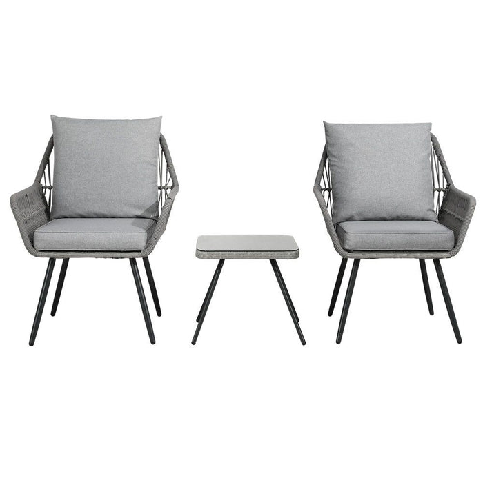 Gardeon Outdoor Furniture 3-Piece Lounge Setting Chairs Table Bistro Set Patio -Home Living Store - -  