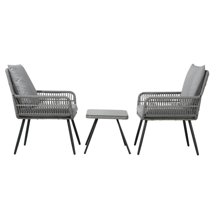 Gardeon Outdoor Furniture 3-Piece Lounge Setting Chairs Table Bistro Set Patio -Home Living Store - -  