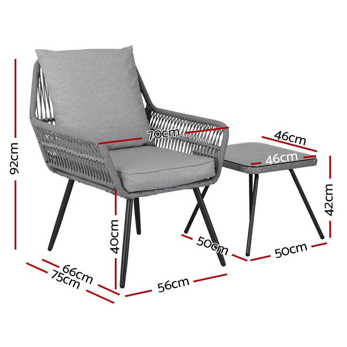 Gardeon Outdoor Furniture 3-Piece Lounge Setting Chairs Table Bistro Set Patio -Home Living Store - -  