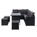 Gardeon Outdoor Furniture Dining Setting Sofa Set Lounge Wicker Nine Seater Black -Home Living Store - -  