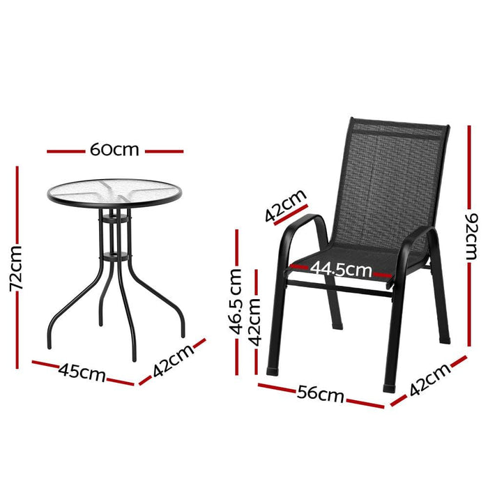 Gardeon Outdoor Furniture Five Piece Table and chairs Stackable Bistro Set Patio Coffee -Home Living Store - -  