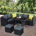 Gardeon Outdoor Furniture Patio Set Dining Sofa Table Chair Lounge Wicker Garden Black -Home Living Store - -  