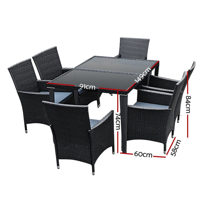 Gardeon Outdoor Furniture Seven Piece Dining Set -Home Living Store - -  