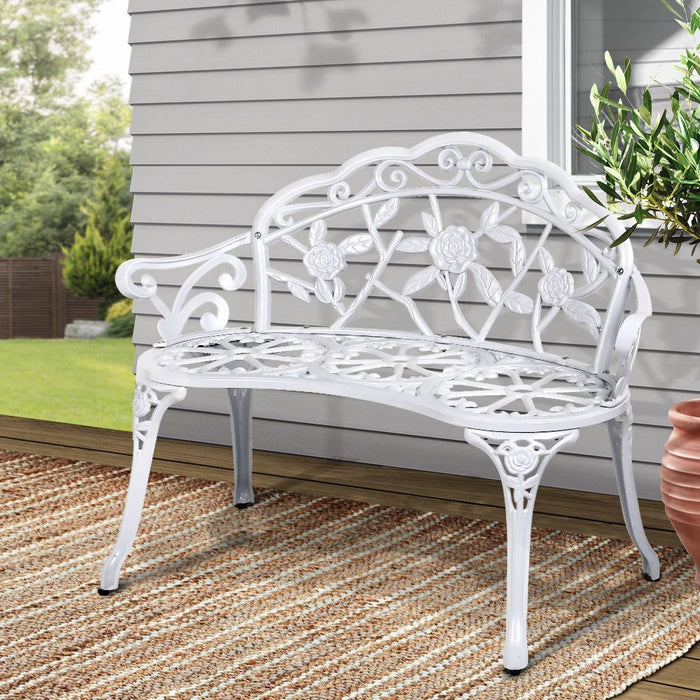 Gardeon Outdoor Garden Bench Seat 100cm Cast Aluminium Outdoor