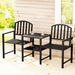Gardeon Outdoor Garden Bench Seat Loveseat Steel Table Chairs Patio Furniture Black -Home Living Store - -  