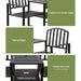 Gardeon Outdoor Garden Bench Seat Loveseat Steel Table Chairs Patio Furniture Black -Home Living Store - -  