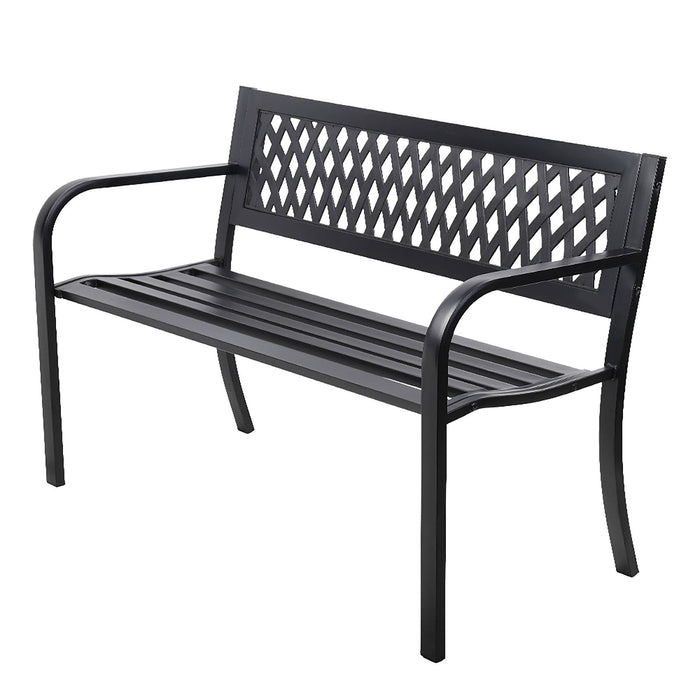 Gardeon Outdoor Garden Bench Seat Steel Outdoor Furniture 2 Seater Park Black -Home Living Store - -  