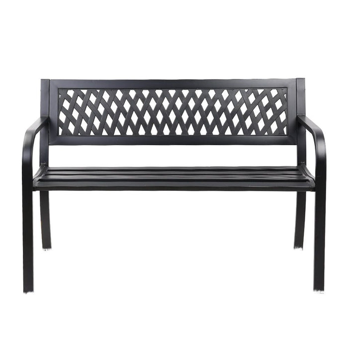 Gardeon Outdoor Garden Bench Seat Steel Outdoor Furniture 2 Seater Park Black -Home Living Store - -  