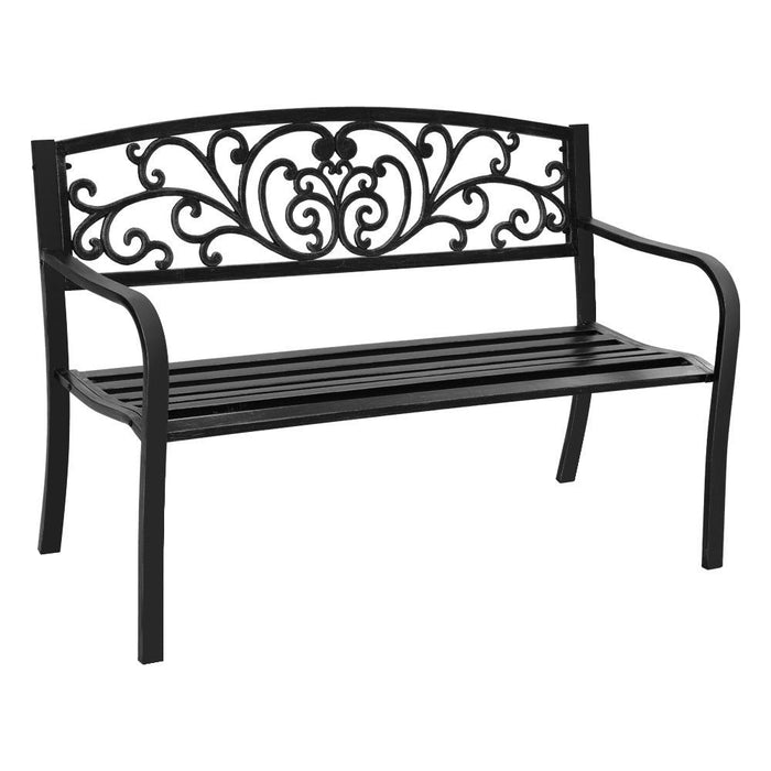 Gardeon Outdoor Garden Bench Seat Steel Outdoor Furniture 3 Seater Park Black -Home Living Store - -  