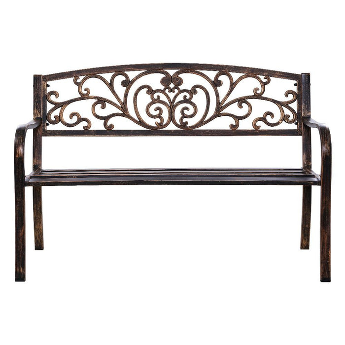 Gardeon Outdoor Garden Bench Seat Steel Outdoor Furniture 3 Seater Park Bronze -Home Living Store - -  
