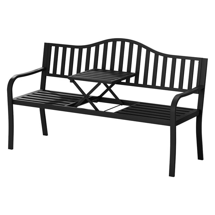 Gardeon Outdoor Garden Bench Steel Foldable Table Furniture Patio Loveseat -Home Living Store - -  