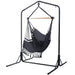 Gardeon Outdoor Hammock Chair with Stand Tassel Hanging Rope Hammocks Grey -Home Living Store - -  
