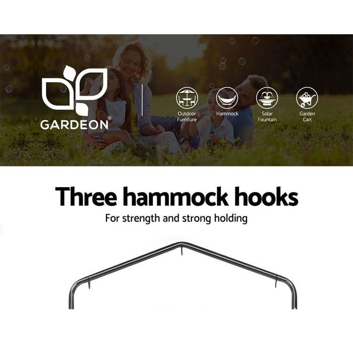 Gardeon Outdoor Hammock Chair with Stand Tassel Hanging Rope Hammocks Grey -Home Living Store - -  