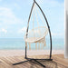 Gardeon Outdoor Hammock Chair with Steel Stand Cotton Swing Hanging 124CM Cream -Home Living Store - -  