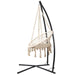 Gardeon Outdoor Hammock Chair with Steel Stand Cotton Swing Hanging 124CM Cream -Home Living Store - -  
