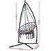 Gardeon Outdoor Hammock Chair with Steel Stand Cotton Swing Hanging 124CM Grey -Home Living Store - -  