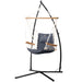 Gardeon Outdoor Hammock Chair with Steel Stand Hanging Hammock Beach Grey -Home Living Store - -  