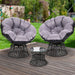 Gardeon Outdoor Lounge Setting Papasan Chairs Table Patio Furniture Wicker Black -Home Living Store - -  