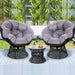 Gardeon Outdoor Lounge Setting Papasan Chairs Table Patio Furniture Wicker Black -Home Living Store - -  