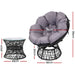 Gardeon Outdoor Lounge Setting Papasan Chairs Table Patio Furniture Wicker Black -Home Living Store - -  