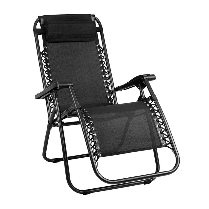 Gardeon Outdoor Portable Recliner - Black -Home Living Store - -  